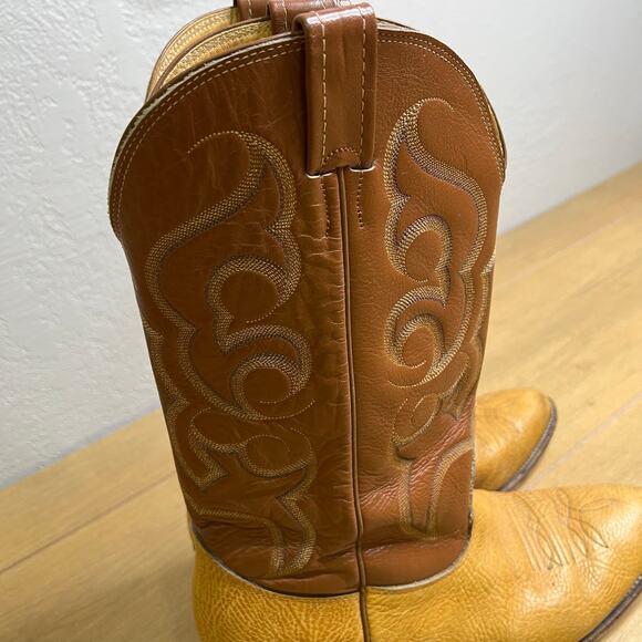 Nocona USA Cowboy‎ Boots Mens 11 C Brown Tan Western Leather Vintage main image 7